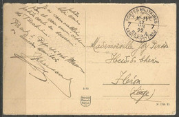 Belgique - Cachet "POSTES MILITAIRES 7" Du 17-7-22 - Carte Postale HOCHEMMERICH-REINHAUSEN - Krupp - Brieven En Documenten