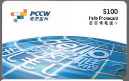 CARTE-PREPAYEE-HONG KONG-100$-PCCW--Plastic Fin Glacé-GrattéTBE-RARE - Hong Kong
