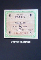 Italy 1943: 5 Lira - Ocupación Aliados Segunda Guerra Mundial