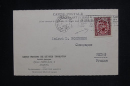 BELGIQUE - Perforé Sur Carte Commerciale De Anvers Pour Reims En 1933 - L 126223 - 1909-34