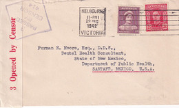 AUSTRALIA 1942 CENSORED COVER TO USA. - Cartas & Documentos