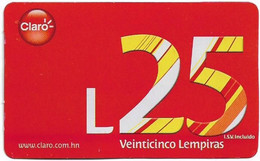 Honduras - Claro - Red 25 (Barcode Not In Box), GSM Refill 25H Lempira, Used - Honduras