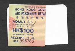Hong Kong Fiscal Revenue Taxe Aeroport Sur Billet Air France Airport Passenger Tax On Air France Ticket - Postal Fiscal Stamps