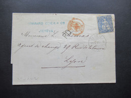 Schweiz 1871 Michel Nr.33 EF Auslandsbrief Mit Inhalt Geneve - Lyon Mit Ank. Stempel PD Brief Roter K2 Suisse Lyon - Brieven En Documenten