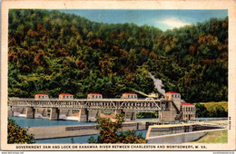 West Virginia Charleston/Montgomery Government Dam And Lock On Kanawha River 1937 Curteich - Charleston