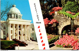 Alabama Greetings Showing State Capitol And Bellingrath Gardens - Montgomery