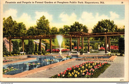 Maryland Hagerstown Pangborn Public Park Fountain And Pergola In Formal Garden - Hagerstown