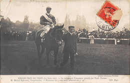 GRAND PRIX DE PARIS 11 JUIN 1905-CARTE-PHOTO-LE VAINQUEUR FINASSEUR MONTE PAR NASH TURNER - Paardensport