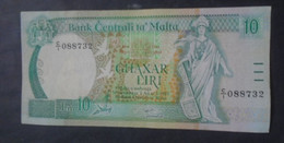 MALTA , P 43, 10 Lira , L 1967 (1989) , EF/AU, First Prefix - Malte