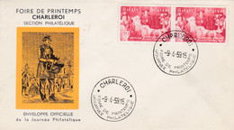 Enveloppe FDC 964 Foire De Printemps Charleroi Poste Post Postman Postier - 1951-1960