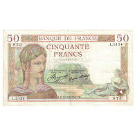 France, 50 Francs, Cérès, 1935, L.3154, TTB+, Fayette:17.18, KM:81 - 50 F 1934-1940 ''Cérès''