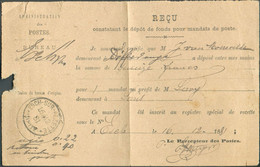 Reçu De L'Adm. Des Postes Constatant Le Dépôt De Fonds Pour Mandats-poste, Sc ESCH-sur-ALZETTE 16-12-1881 Pour La Somme - Autres & Non Classés