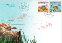 TURKEY 2022 Fauna. Animals. Turtles. World Environment Day - Fine Set FDC - Nuevos