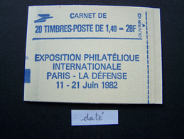 2186-C1 CONF. 8 CARNET DATE DU 10.12.81 FERME 20 TIMBRES LIBERTE DE GANDON 1,40 VERT PHILEXFRANCE 82 - Modern : 1959-…