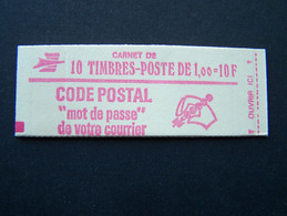 1892-C2a CONF. 4 CARNET FERME 10 TIMBRES MARIANNE DE BEQUET 1,00 ROUGE CODE POSTAL - Modern : 1959-…