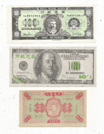 Billet , Asie , Billets Funéraires , HELL BANK NOTE , 2 Scans,  LOT DE 3 BILLETS - Fictifs & Spécimens