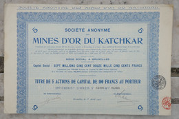 &5    1923 SOCIETE  MINES D OR KATCHKAR  +++++DIVISE 75000 ACTIONS ++++ - Mines