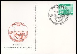 DDR PP16 D2/049 Privat-Postkarte AUSSTELLUNG Pritzwalk Sost. 1977  NGK 4,00 € - Cartes Postales Privées - Oblitérées