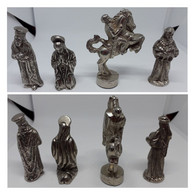 Rare Vintage Set 4 Figures Statue Miniature Prayer Horse Knight Silver Plated - Metal