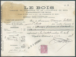 N°46 - 10 Centimes Rose Obl. Sc BASCOUP 7 Déc. 1888 Sur Reçu  De L'organe De Presse LE BOIS Pour La Somme De 12,70 Frs, - 1884-1891 Leopold II