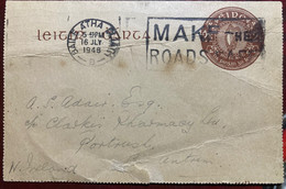 IRELAND 1948, BAILE ATHA CLIATH , CITY CANCELLATION SLOGAN MAKE THE ROADS SAEE ,POSTAL STATIONERY USED CARD - Cartas & Documentos