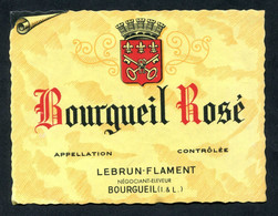 Belle étiquette De Vin Années 50 "Bourgueil Rosé - Lebrun-Flament Négociant-éleveur à Bourgueil Indre-et-Loire" - Vino Rosato