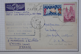 BA3  FRANCE  BELLE CARTE 1960 +++ 1ERE LIAISON AIR FRANCE  PARIS LOS ANGELES BOEING ++50 F++ AFFRANC. PLAISANT - Premiers Vols