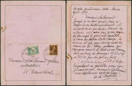 Carte-lettre Datée De France (Limoux, Aude) + N°427 Obl S.C. Nieuwkerke (Ieper) > Nieuwkerke + Taxe à 10ctm - Brieven En Documenten