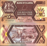 Uganda Pick-number: 27 Uncirculated 1987 5 Shillings - Uganda