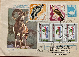 ROMANIA 2004, POSTAL STATIONERY,COVER BIRD ,SHEEP ,DUCK,EARTH GLOBE CLUJ -NAPOCA ,REGISTERED CITY CANCELLATION - Covers & Documents