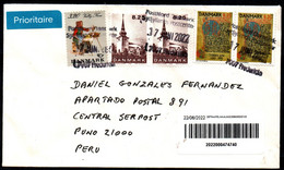 Denmark 2022 Envelope Circulated From Niborg To Puno (Peru). Thematic Stamps: Customs, Churches, Manuscript. - Brieven En Documenten