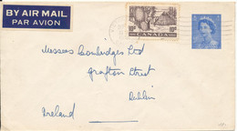 Canada Uprated Postal Stationery Cover Sent To Ireland 1955 Bended Cover - 1953-.... Règne D'Elizabeth II