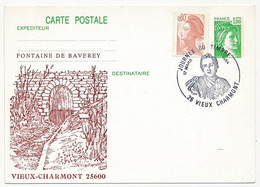 Entier Repiqué - CP 1,60 Liberté - Journée Du Timbre 1984 - 25 VIEUX CHARMONT - Cartes Postales Repiquages (avant 1995)