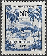 GUADELOUPE 1947 Postage Due - Palms And Houses - 50c. - Blue MH - Timbres-taxe