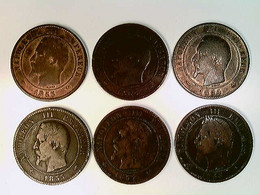Münzen, 6x 10 Centimes, 2x 1853, 1854, 1855, 1857, 1865, Napoleon III., Konvolut - Numismatiek
