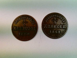 Münzen, 2x 1/4 Kreuzer, 1866 + 1868, Schwarzenburg Rudolstadt, Konvolut - Numismatiek