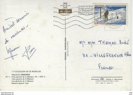 ANDORRE FRANCAIS - Timbre Poste YT AD FR 176 Sport D'Hiver En Andorre 1966 + Cachet Postal Val D'Andorre 1969 Sur Carte - Storia Postale