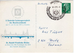 53606 - DDR - 1971 - 10Pfg Ulbricht PGAKte Als Drucks SoStpl DRESDEN - ... LEISTUNGSVERGLEICH ... -> Westdeutschland - Private Postcards - Used