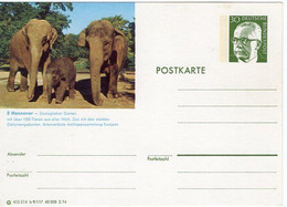 53613 - Bund - 1974 - 30Pfg Heinemann BildGAKte "Zoologischer Garten Hannover", Ungebraucht - Elefantes