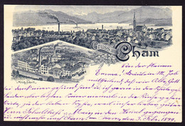 1899 Gelaufene AK: Gruss Aus Cham Mit Milchfabrik. Gestempelt Cham Und Zürich. Marke Defekt. - Cham