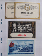 Lot 4 étiquettes Diverses échantillons - Vin De Moselle - Verzamelingen, Voorwerpen En Reeksen