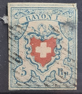 SWITZERLAND 1850 - Canceled - Sc# 7 - Small Thin! - 1843-1852 Federal & Cantonal Stamps