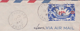1947 -TAHITI - TIMBRE SEUL FRANCE LIBRE OCEANIE - CACHET PAPEETE ANNEE 47 INVERSE - PAR AVION - Covers & Documents