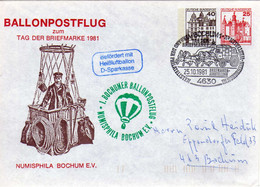 BRD, 1981, Sonderumschlag Tag Der Briefmarke Ballonpost Bochum Mit SST [300722KIV] - Privé Briefomslagen - Gebruikt