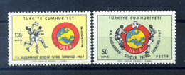 1967 TURCHIA SET MNH ** 1827/1828 Calcio Juniores, Football, Sport, UEFA, FUTBOL - Ungebraucht