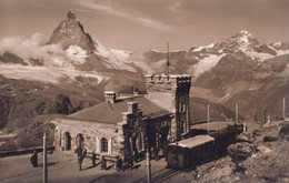 Gornergrat Zermatt Station Gornergrat Matterhorn Dent Blanche Swiss Postcard - Matt