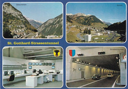 St Gotthard Strassentunnel Switzerland Postcard - Sent