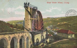 The Great Water Wheel Laxey Isle Of Man Aerial Antique Postcard - Autres & Non Classés