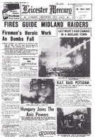 Leicester Firemen Fires In WW2 Rare Newspaper Cover - Autres & Non Classés
