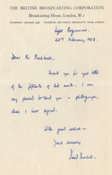 David Son Of Composer Thomas Dunhill BBC WW2 Radio Hand Signed Letter - Handtekening